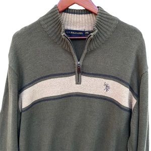 U.S. Polo Assn. 1/4 Zip Pullover Sweater Khaki 2XL